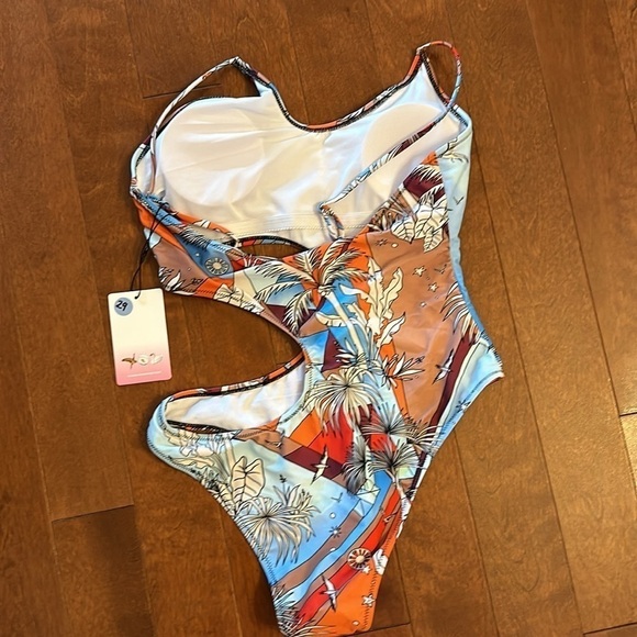 Oceanus designer one piece tropical cutout swimsuit in size S. NWT - Picture 6 of 7